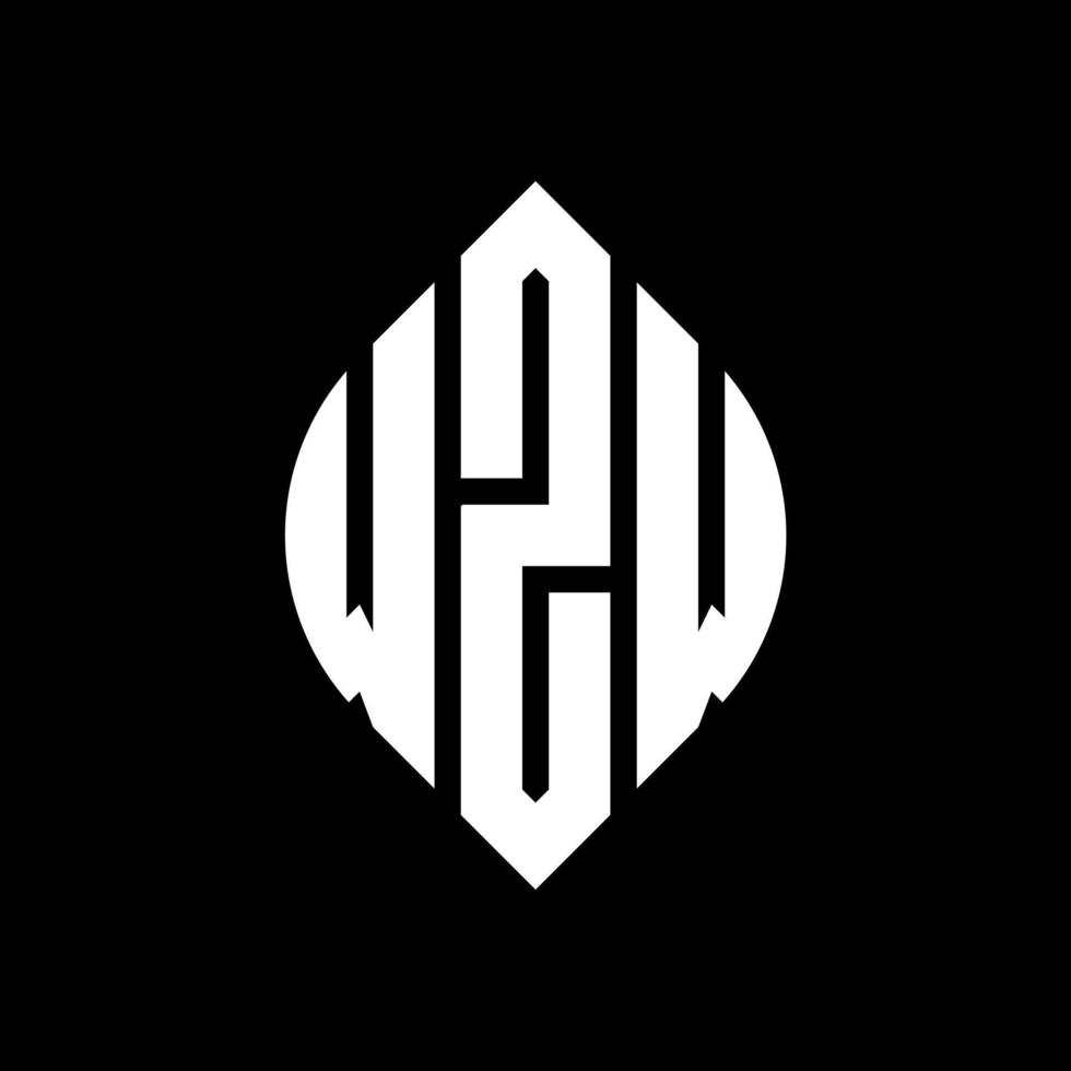 design de logotipo de letra de círculo wzw com forma de círculo e elipse. letras de elipse wzw com estilo tipográfico. as três iniciais formam um logotipo circular. wzw círculo emblema abstrato monograma carta marca vetor. vetor