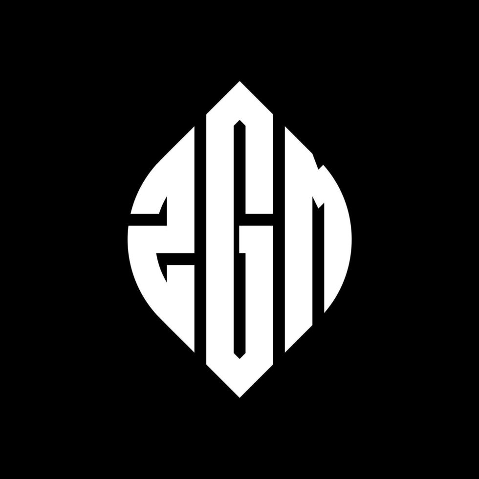 design de logotipo de letra de círculo zgm com forma de círculo e elipse. letras de elipse zgm com estilo tipográfico. as três iniciais formam um logotipo circular. zgm círculo emblema abstrato monograma carta marca vetor. vetor