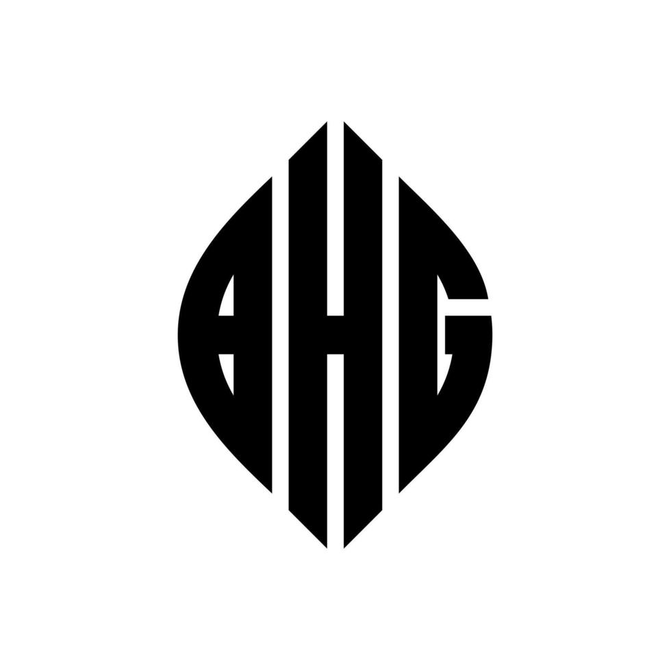 design de logotipo de carta de círculo bhg com forma de círculo e elipse. letras de elipse bhg com estilo tipográfico. as três iniciais formam um logotipo circular. bhg círculo emblema abstrato monograma carta marca vetor. vetor