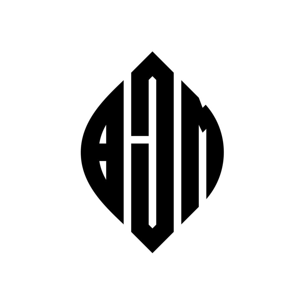 design de logotipo de letra de círculo bjm com forma de círculo e elipse. letras de elipse bjm com estilo tipográfico. as três iniciais formam um logotipo circular. bjm círculo emblema abstrato monograma carta marca vetor. vetor
