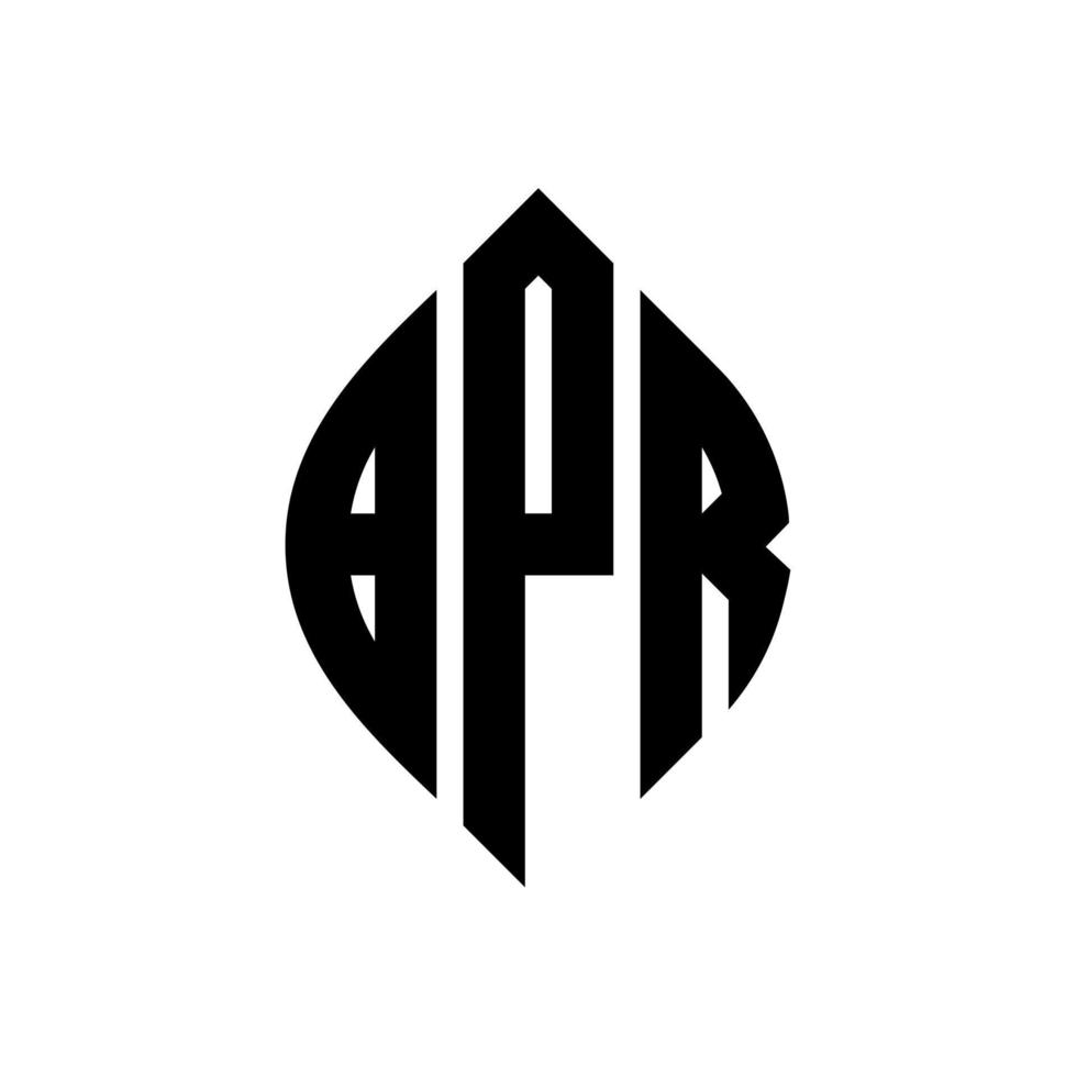 design de logotipo de letra de círculo bpr com forma de círculo e elipse. letras de elipse bpr com estilo tipográfico. as três iniciais formam um logotipo circular. bpr círculo emblema abstrato monograma carta marca vetor. vetor