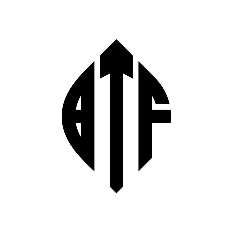 design de logotipo de letra de círculo btf com forma de círculo e elipse. letras de elipse btf com estilo tipográfico. as três iniciais formam um logotipo circular. btf círculo emblema abstrato monograma carta marca vetor. vetor