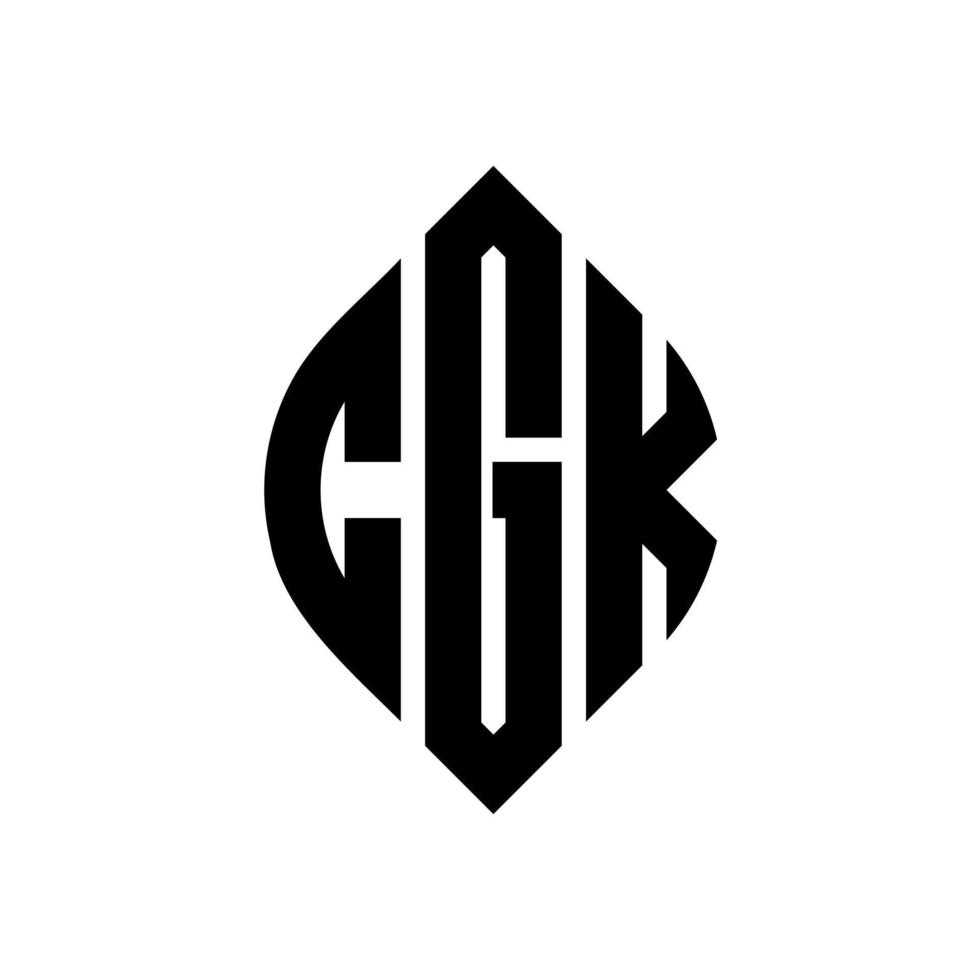 design de logotipo de carta de círculo cgk com forma de círculo e elipse. letras de elipse cgk com estilo tipográfico. as três iniciais formam um logotipo circular. cgk círculo emblema abstrato monograma carta marca vetor. vetor