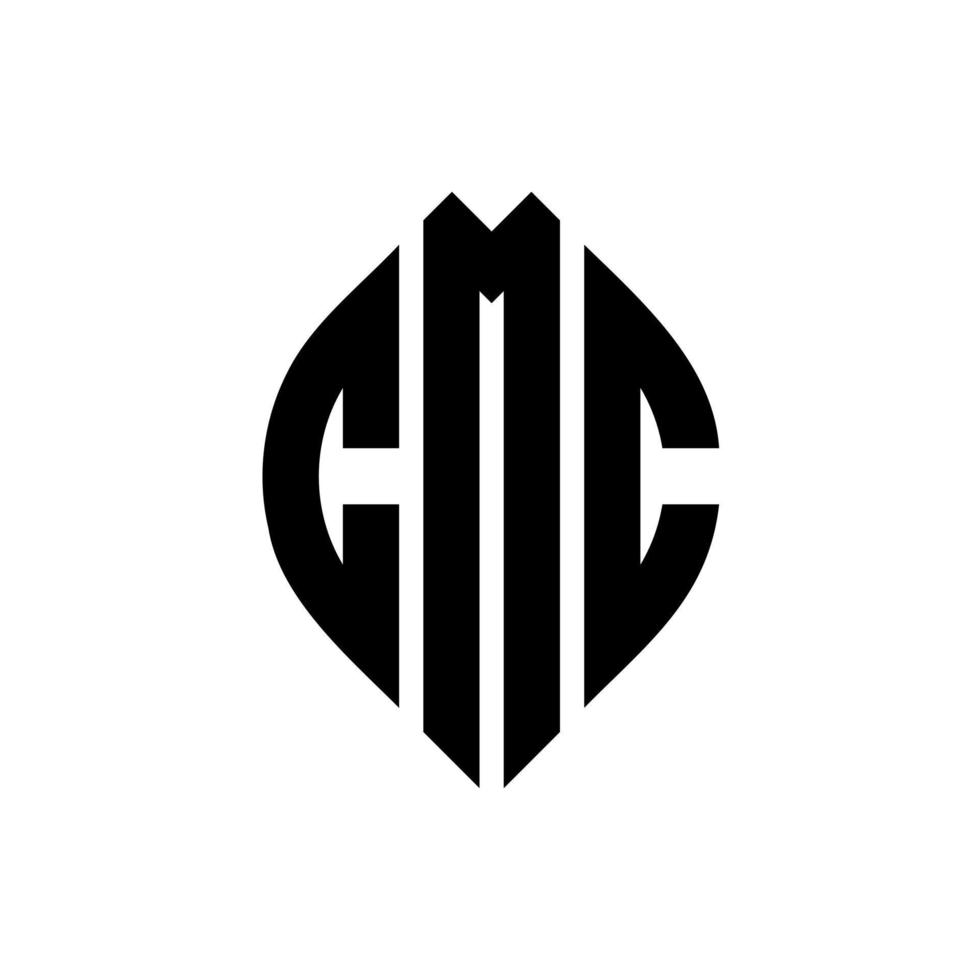 design de logotipo de letra de círculo cmc com forma de círculo e elipse. letras de elipse cmc com estilo tipográfico. as três iniciais formam um logotipo circular. cmc círculo emblema abstrato monograma carta marca vetor. vetor