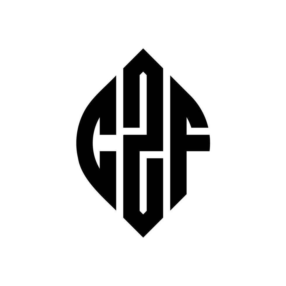 design de logotipo de letra de círculo czf com forma de círculo e elipse. letras de elipse czf com estilo tipográfico. as três iniciais formam um logotipo circular. czf círculo emblema abstrato monograma carta marca vetor. vetor