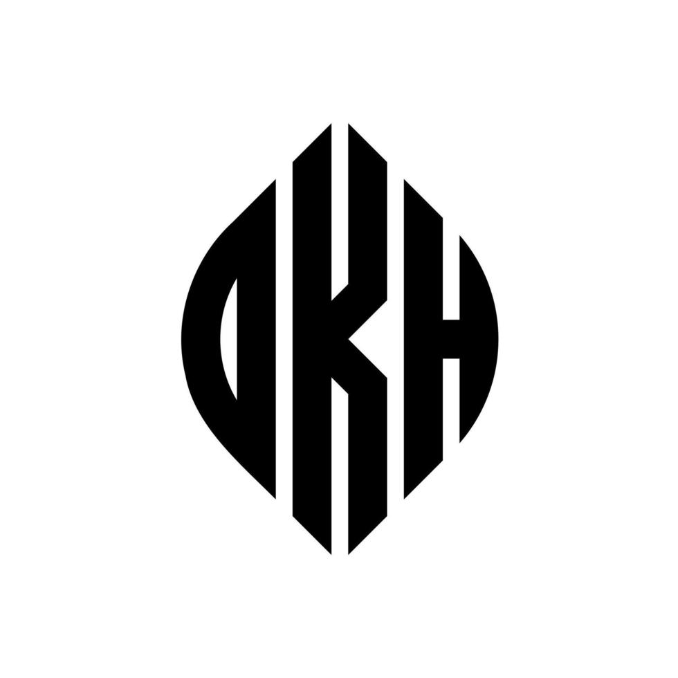 design de logotipo de carta de círculo dkh com forma de círculo e elipse. letras de elipse dkh com estilo tipográfico. as três iniciais formam um logotipo circular. Dkh círculo emblema abstrato monograma carta marca vetor. vetor