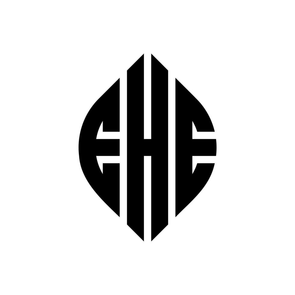 ehe design de logotipo de letra de círculo com forma de círculo e elipse. ehe letras de elipse com estilo tipográfico. as três iniciais formam um logotipo circular. ehe círculo emblema abstrato monograma carta marca vetor. vetor