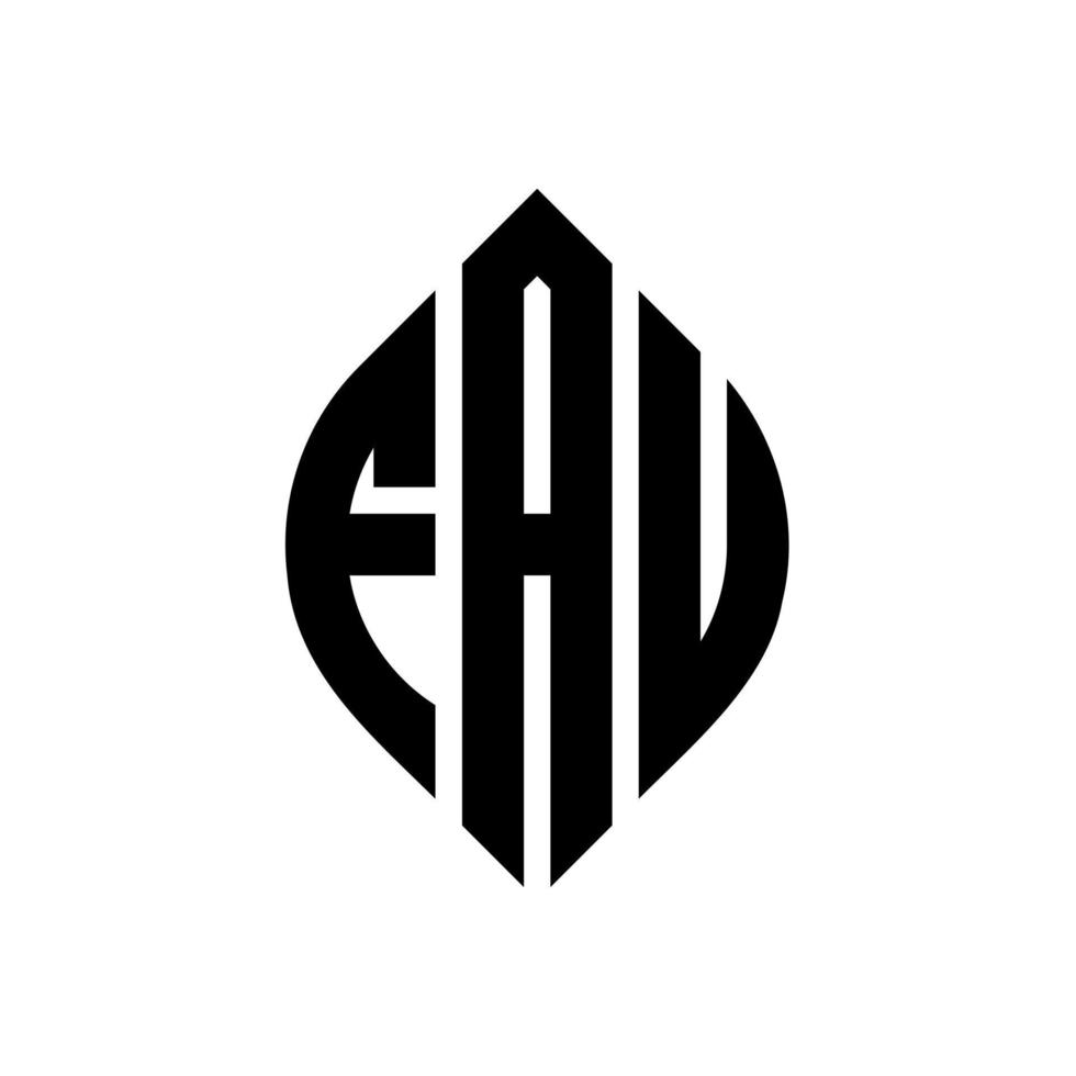 design de logotipo de letra de círculo fau com forma de círculo e elipse. letras de elipse fau com estilo tipográfico. as três iniciais formam um logotipo circular. fau círculo emblema abstrato monograma carta marca vetor. vetor