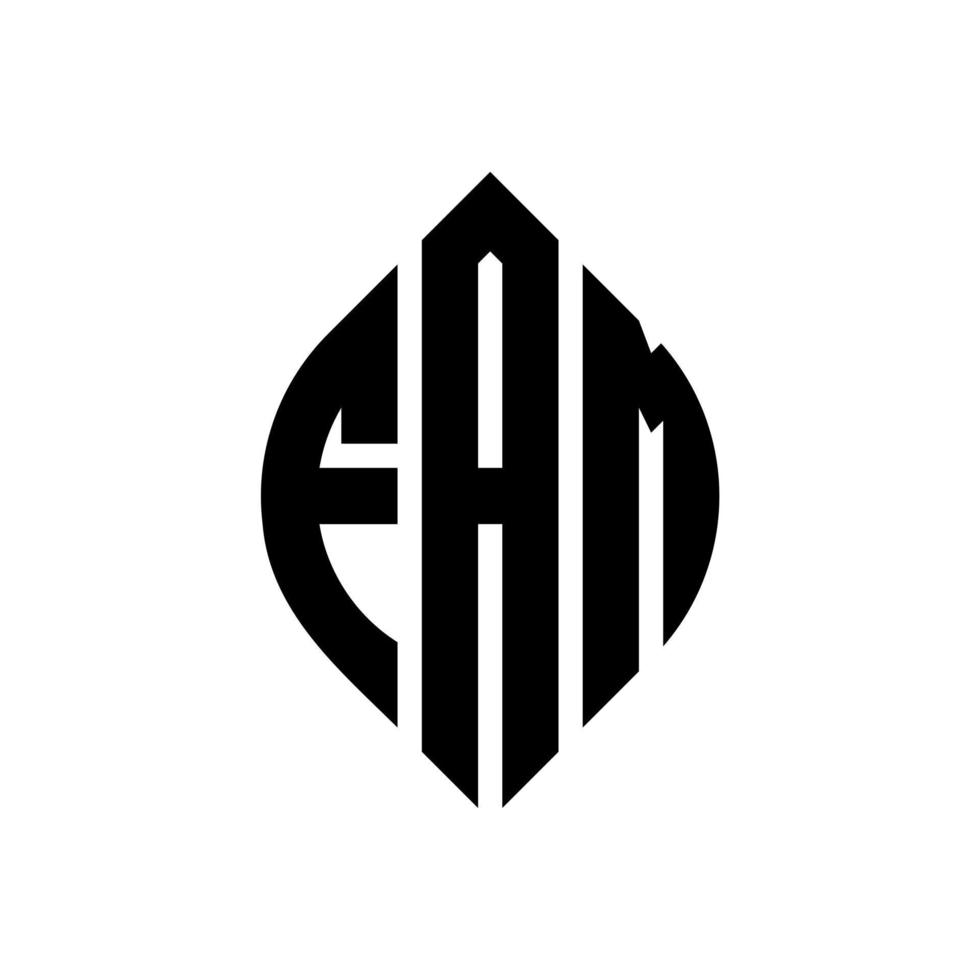 fam design de logotipo de carta círculo com forma de círculo e elipse. letras de elipse fam com estilo tipográfico. as três iniciais formam um logotipo circular. fam círculo emblema abstrato monograma carta marca vetor. vetor