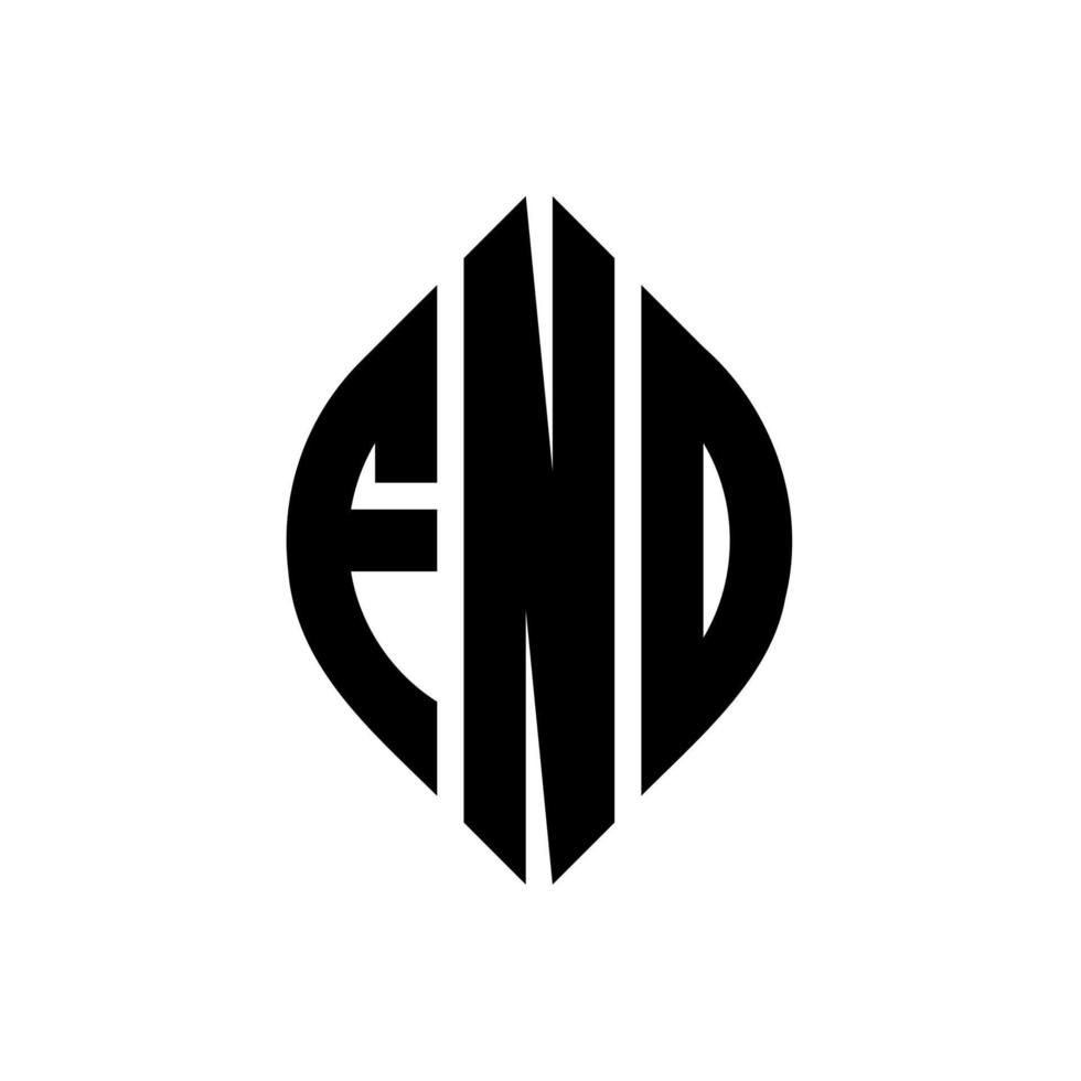 fnd design de logotipo de letra de círculo com forma de círculo e elipse. encontrar letras de elipse com estilo tipográfico. as três iniciais formam um logotipo circular. fnd círculo emblema abstrato monograma carta marca vetor. vetor