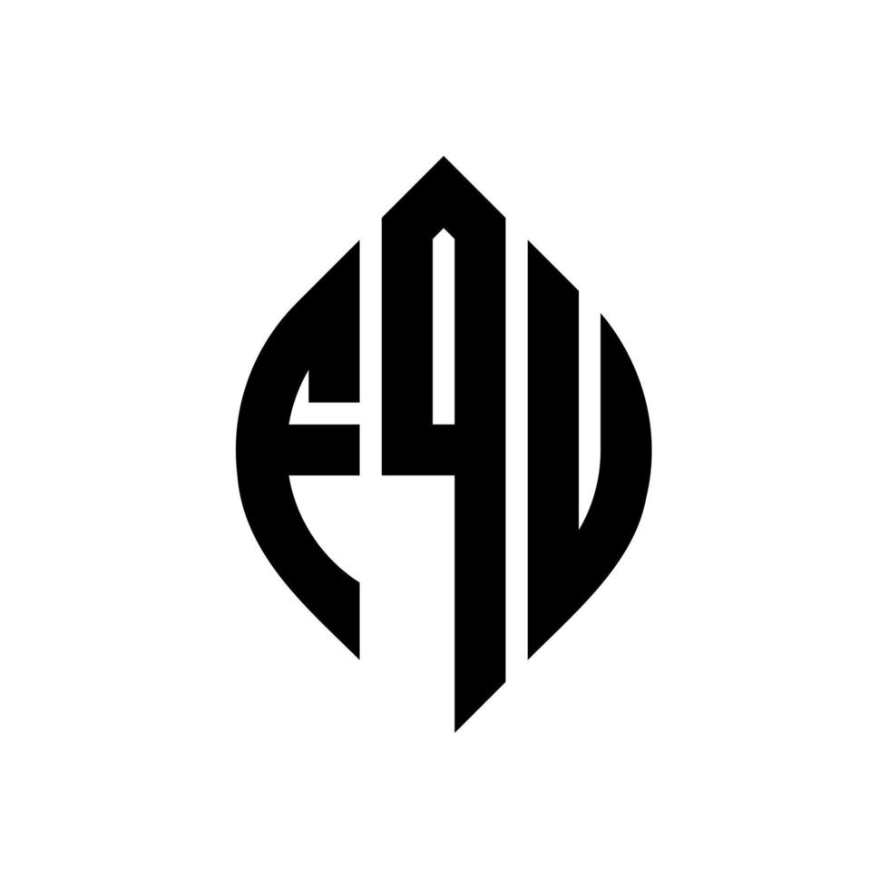 design de logotipo de carta de círculo fqu com forma de círculo e elipse. letras de elipse fqu com estilo tipográfico. as três iniciais formam um logotipo circular. fqu círculo emblema abstrato monograma carta marca vetor. vetor