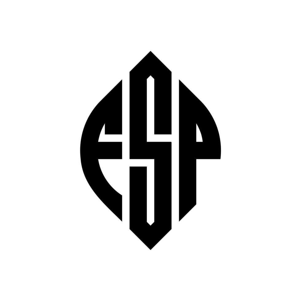 design de logotipo de letra de círculo fsp com forma de círculo e elipse. letras de elipse fsp com estilo tipográfico. as três iniciais formam um logotipo circular. fsp círculo emblema abstrato monograma carta marca vetor. vetor