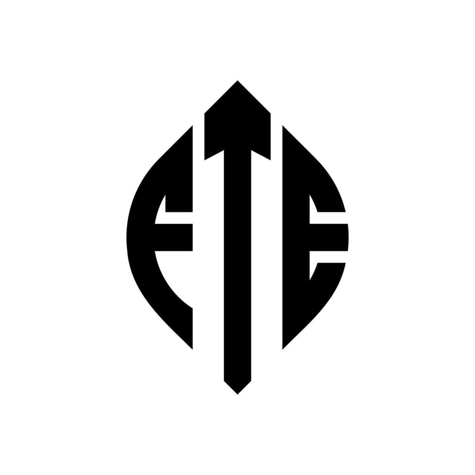 design de logotipo de carta de círculo fte com forma de círculo e elipse. letras de elipse fte com estilo tipográfico. as três iniciais formam um logotipo circular. fte círculo emblema abstrato monograma carta marca vetor. vetor