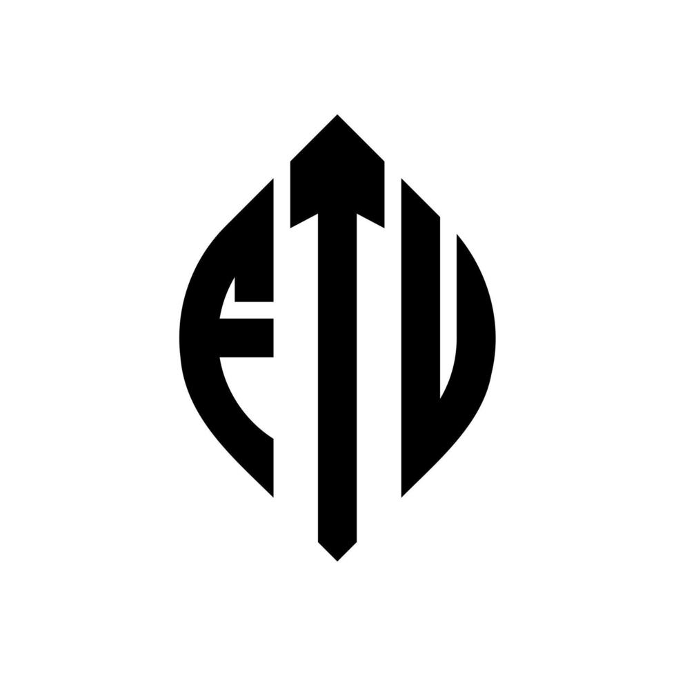 design de logotipo de letra de círculo ftu com forma de círculo e elipse. letras de elipse ftu com estilo tipográfico. as três iniciais formam um logotipo circular. ftu círculo emblema abstrato monograma carta marca vetor. vetor