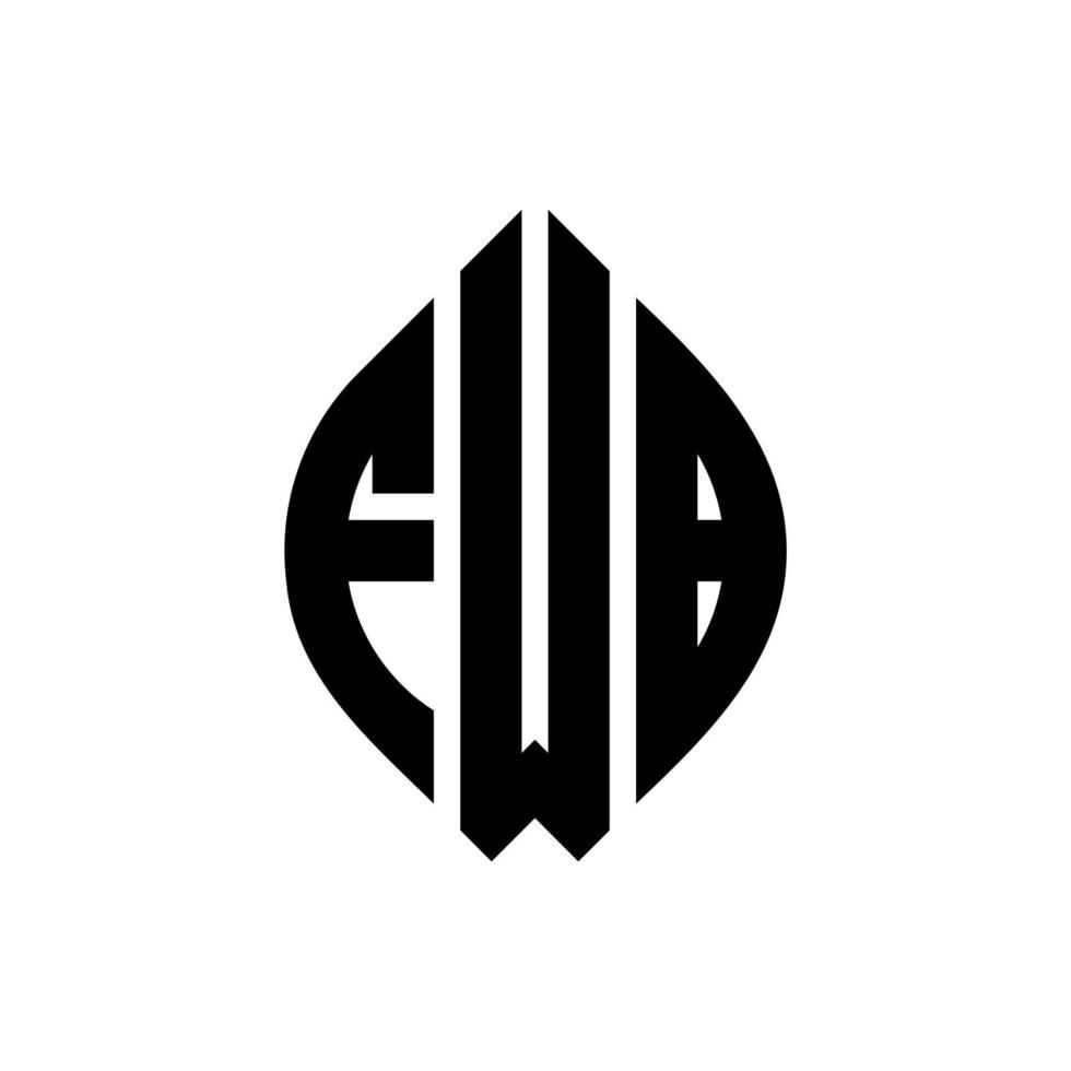 design de logotipo de carta de círculo fwb com forma de círculo e elipse. letras de elipse fwb com estilo tipográfico. as três iniciais formam um logotipo circular. fwb círculo emblema abstrato monograma carta marca vetor. vetor