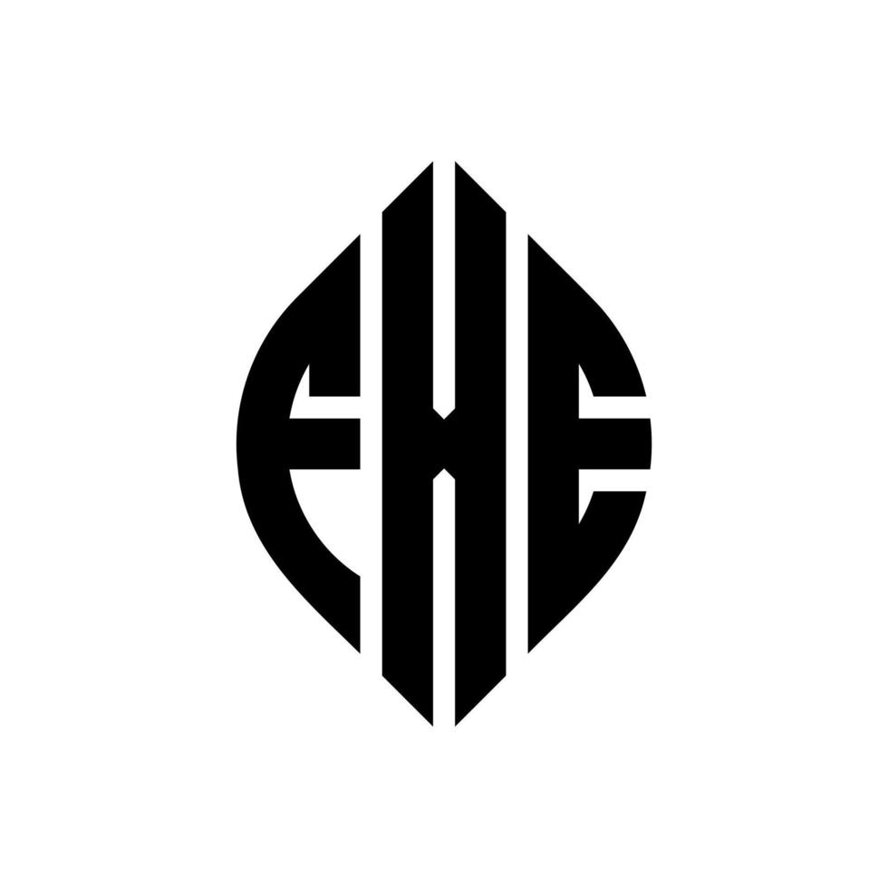 design de logotipo de carta de círculo fxe com forma de círculo e elipse. letras de elipse fxe com estilo tipográfico. as três iniciais formam um logotipo circular. fxe círculo emblema abstrato monograma carta marca vetor. vetor