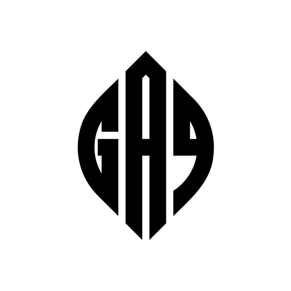 design de logotipo de carta de círculo gaq com forma de círculo e elipse. letras de elipse gaq com estilo tipográfico. as três iniciais formam um logotipo circular. gaq círculo emblema abstrato monograma carta marca vetor. vetor