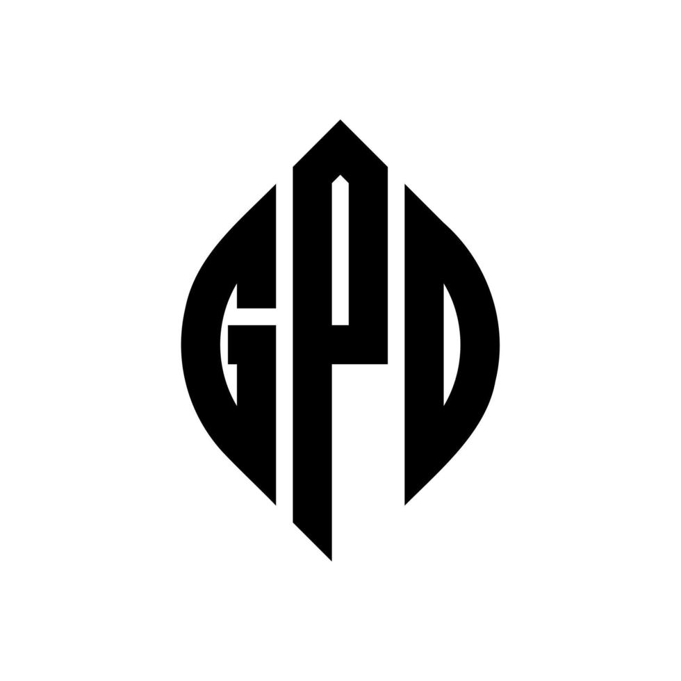 design de logotipo de carta de círculo gpd com forma de círculo e elipse. letras de elipse gpd com estilo tipográfico. as três iniciais formam um logotipo circular. gpd círculo emblema abstrato monograma carta marca vetor. vetor