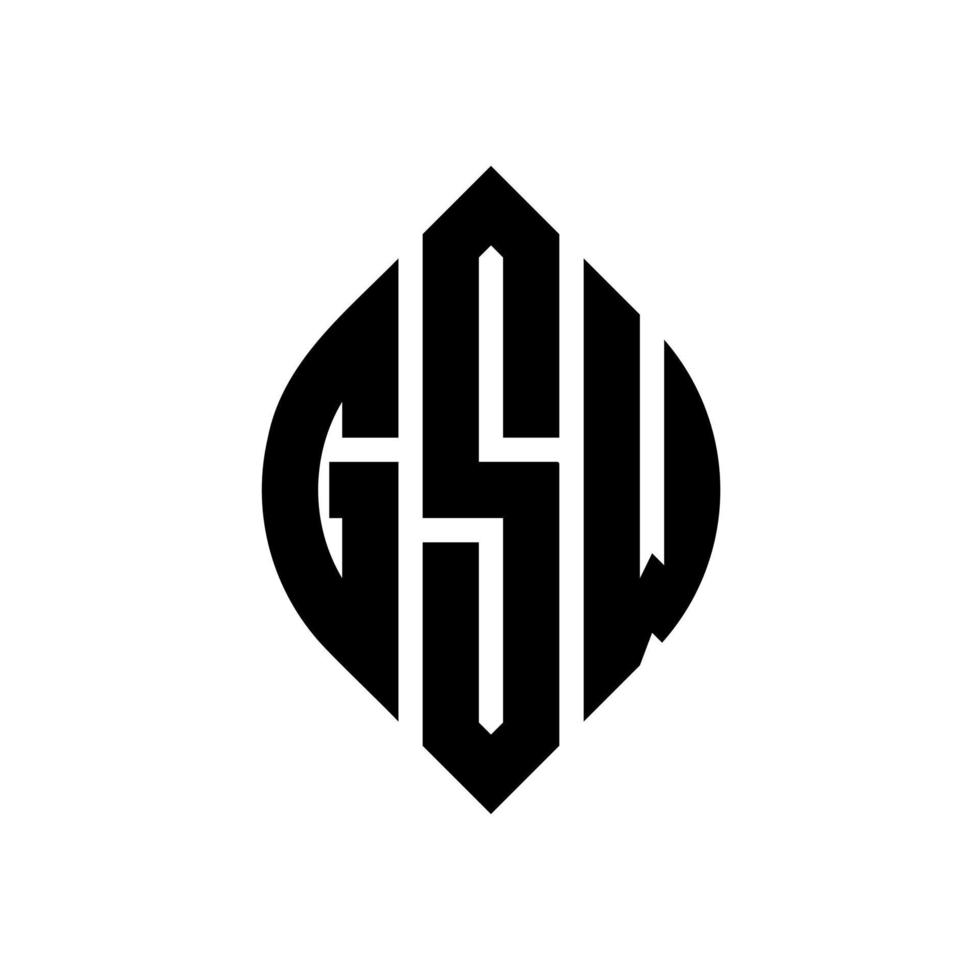 design de logotipo de carta de círculo gsw com forma de círculo e elipse. letras de elipse gsw com estilo tipográfico. as três iniciais formam um logotipo circular. gsw círculo emblema abstrato monograma carta marca vetor. vetor