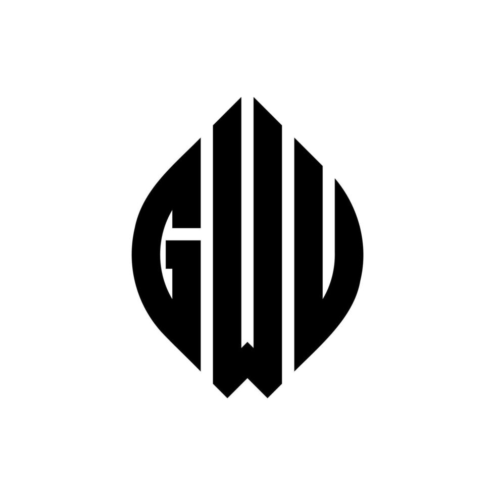 design de logotipo de carta de círculo gwu com forma de círculo e elipse. letras de elipse gwu com estilo tipográfico. as três iniciais formam um logotipo circular. gwu círculo emblema abstrato monograma carta marca vetor. vetor