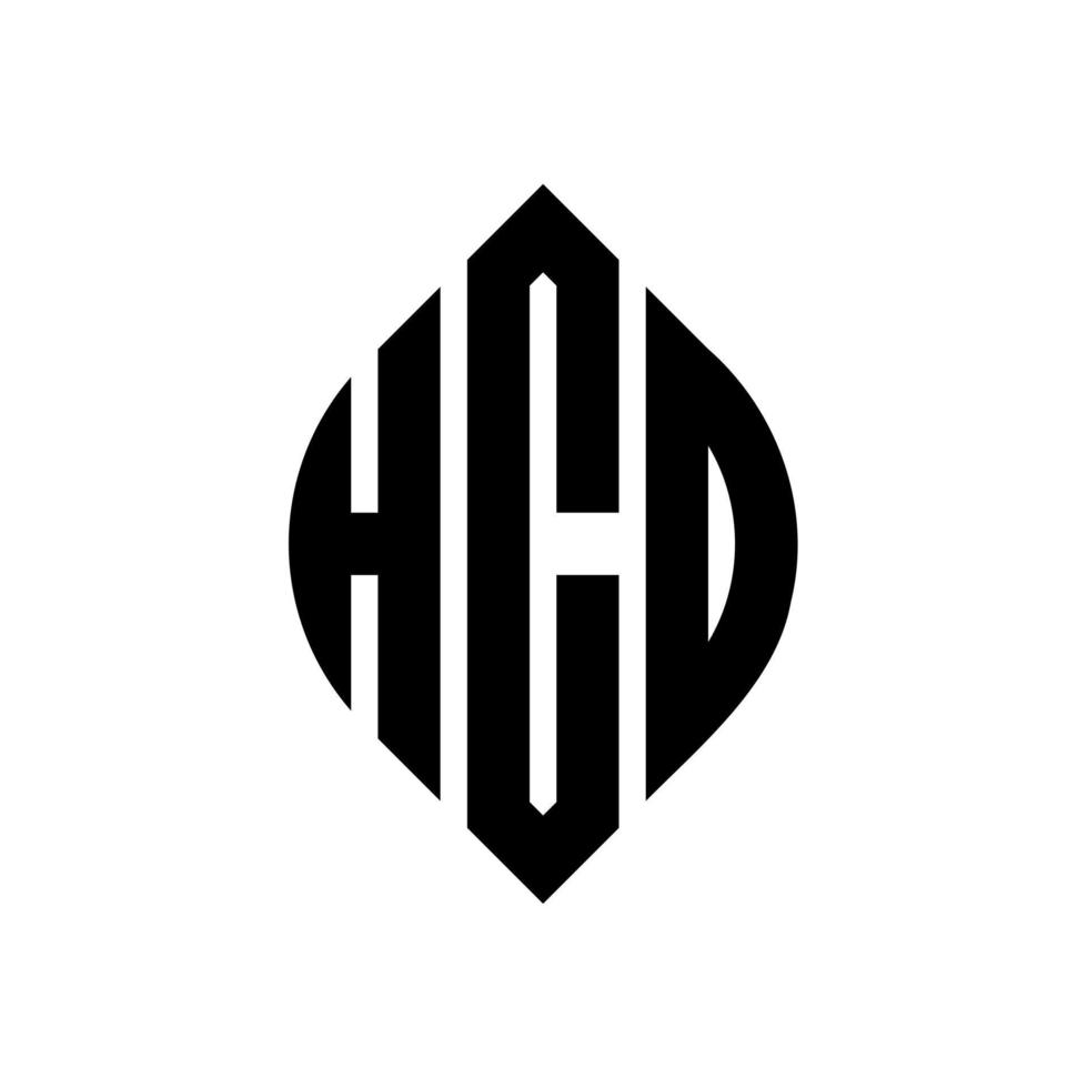 design de logotipo de letra de círculo hcd com forma de círculo e elipse. letras de elipse hcd com estilo tipográfico. as três iniciais formam um logotipo circular. hcd círculo emblema abstrato monograma carta marca vetor. vetor