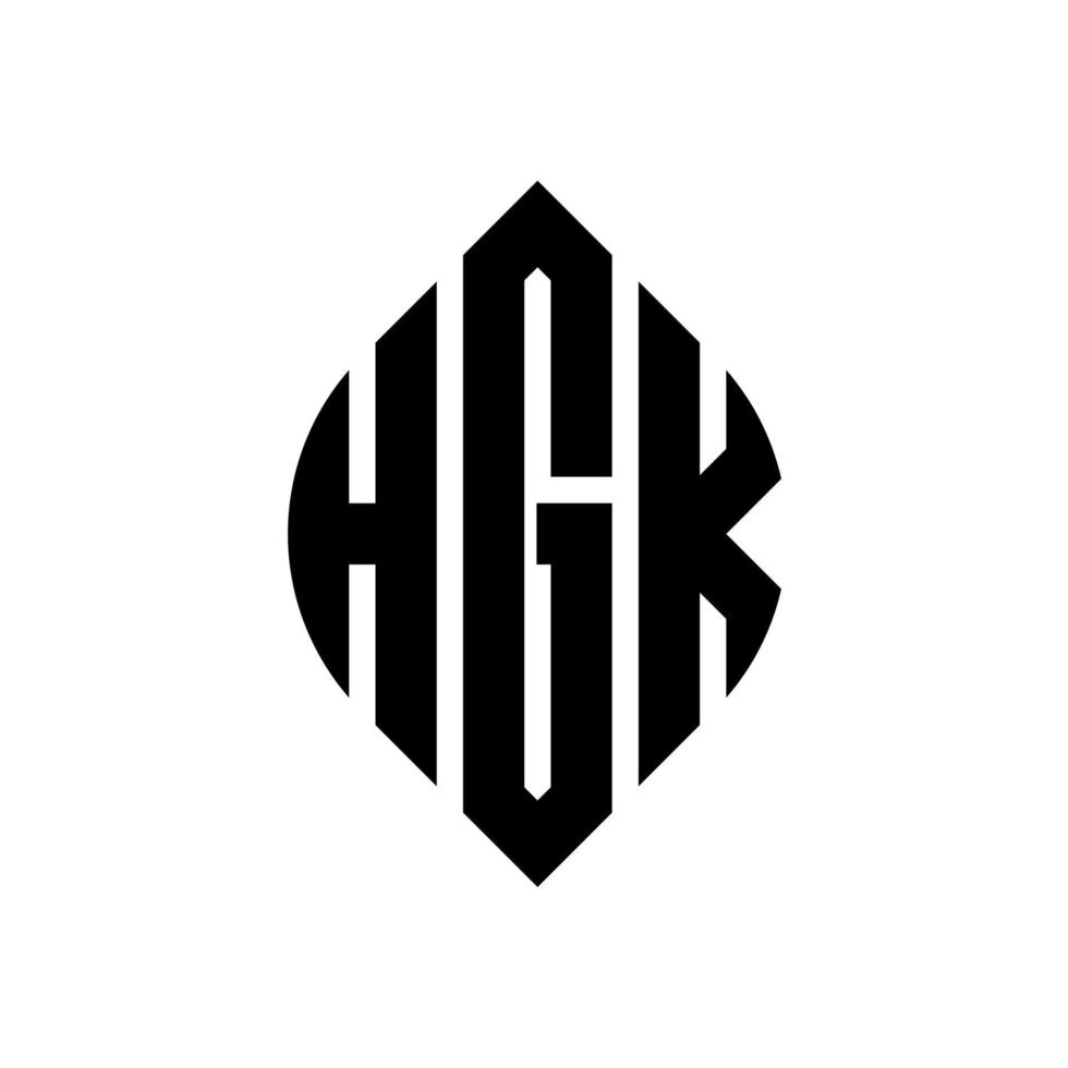 design de logotipo de carta de círculo hgk com forma de círculo e elipse. letras de elipse hgk com estilo tipográfico. as três iniciais formam um logotipo circular. hgk círculo emblema abstrato monograma carta marca vetor. vetor