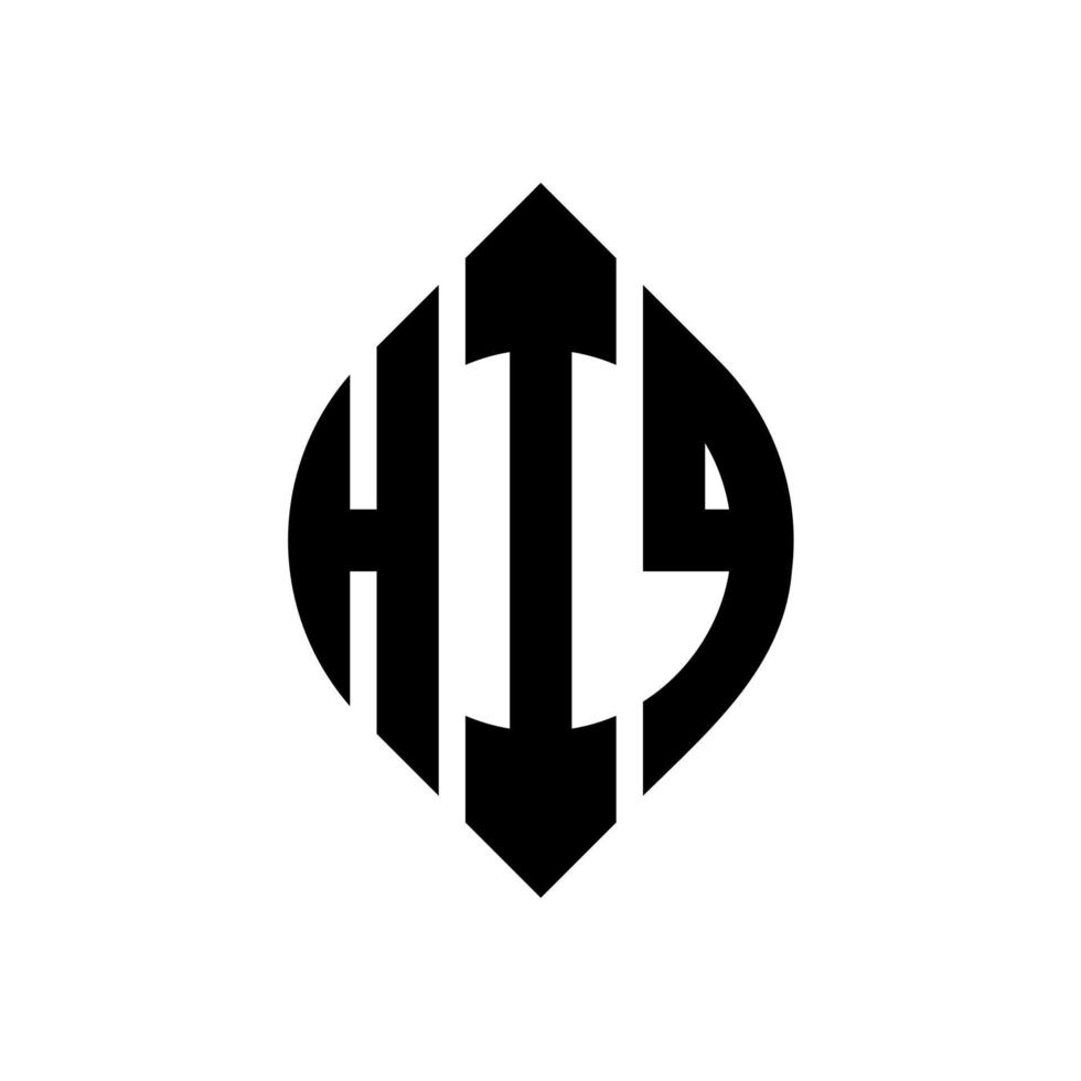 design de logotipo de letra de círculo hiq com forma de círculo e elipse. letras de elipse hiq com estilo tipográfico. as três iniciais formam um logotipo circular. hiq círculo emblema abstrato monograma carta marca vetor. vetor