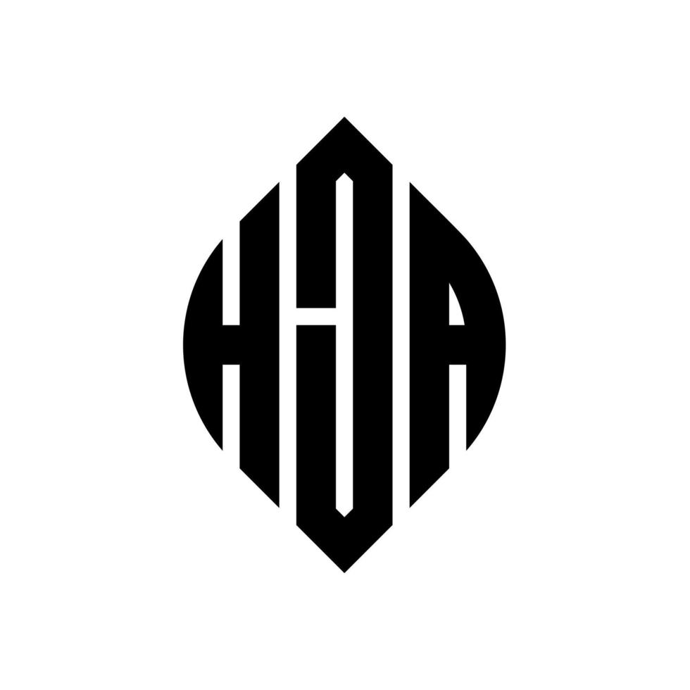 design de logotipo de letra de círculo hja com forma de círculo e elipse. letras de elipse hja com estilo tipográfico. as três iniciais formam um logotipo circular. hja círculo emblema abstrato monograma carta marca vetor. vetor