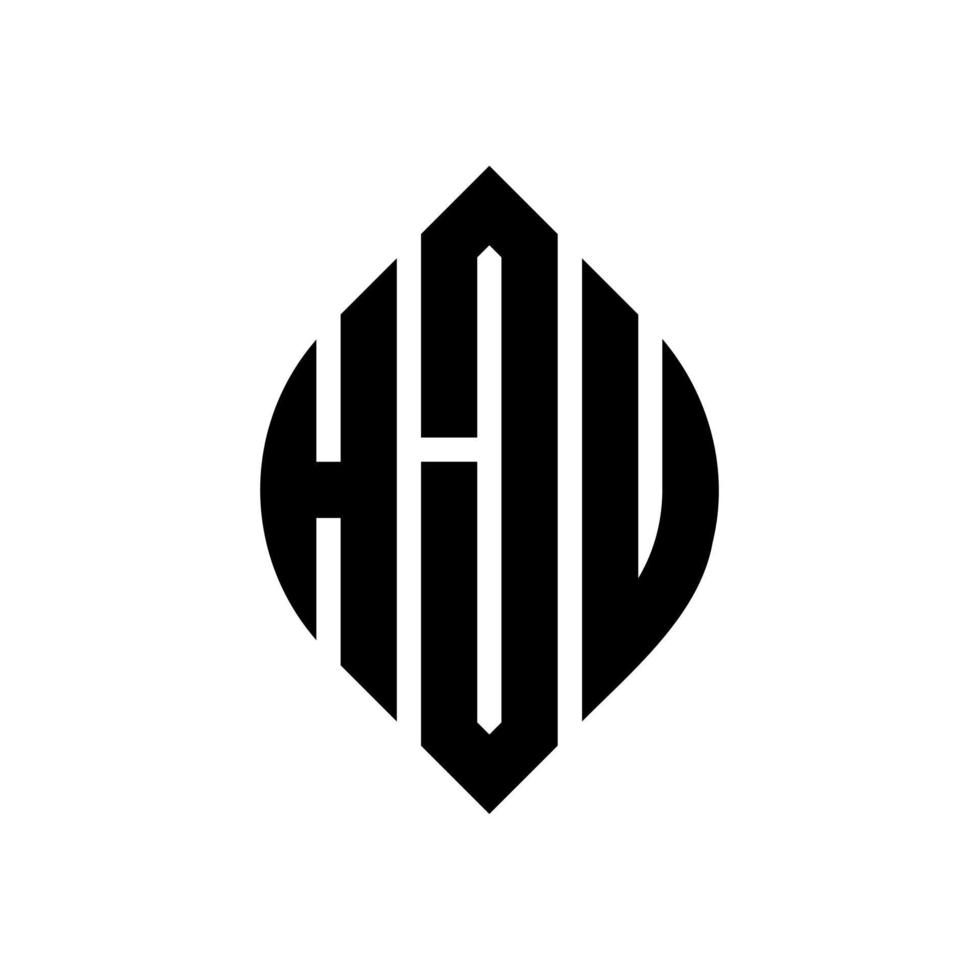 design de logotipo de carta de círculo hju com forma de círculo e elipse. letras de elipse hju com estilo tipográfico. as três iniciais formam um logotipo circular. hju círculo emblema abstrato monograma carta marca vetor. vetor