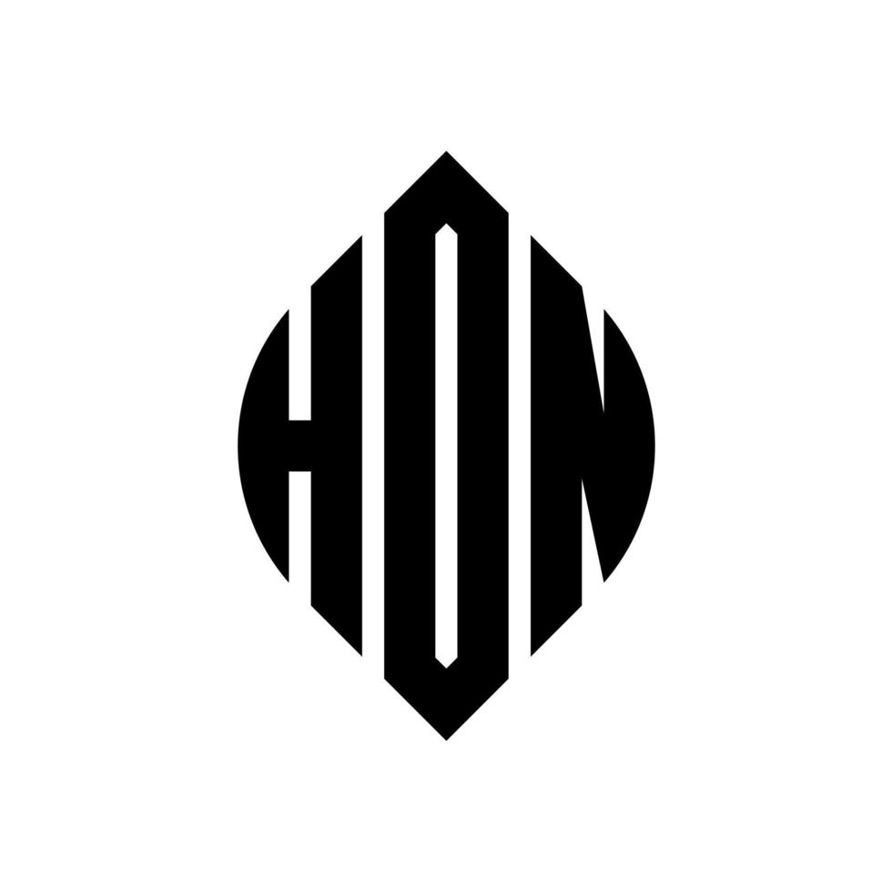 hon design de logotipo de carta círculo com forma de círculo e elipse. letras de elipse hon com estilo tipográfico. as três iniciais formam um logotipo circular. hon círculo emblema abstrato monograma carta marca vetor. vetor