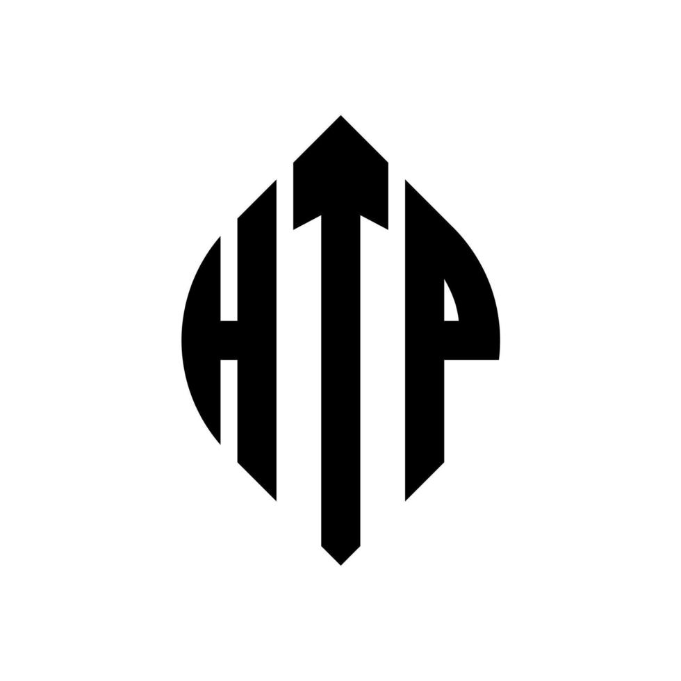 design de logotipo de letra de círculo htp com forma de círculo e elipse. letras de elipse htp com estilo tipográfico. as três iniciais formam um logotipo circular. htp círculo emblema abstrato monograma carta marca vetor. vetor