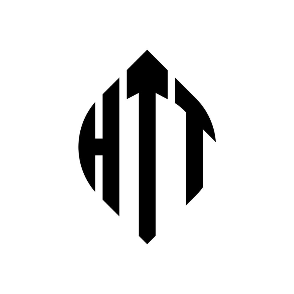 design de logotipo de letra de círculo htt com forma de círculo e elipse. letras de elipse htt com estilo tipográfico. as três iniciais formam um logotipo circular. htt círculo emblema abstrato monograma carta marca vetor. vetor