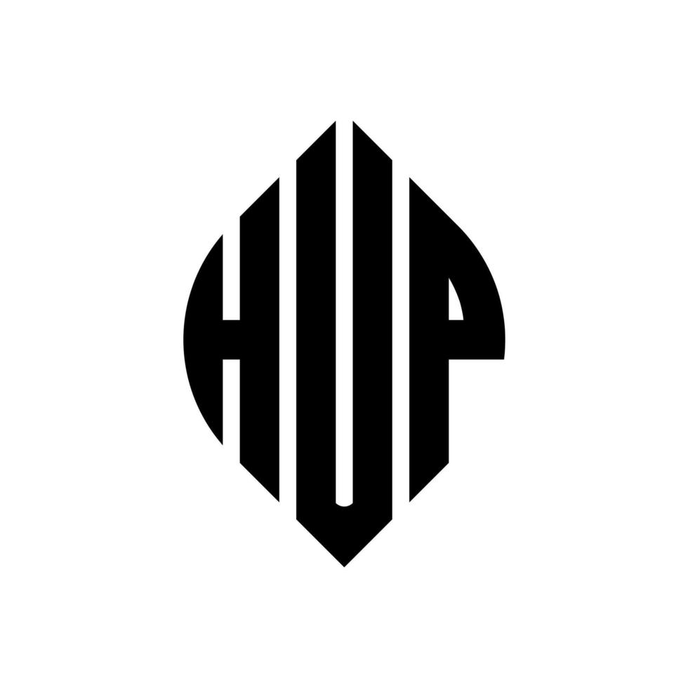 hup design de logotipo de carta de círculo com forma de círculo e elipse. letras de elipse hup com estilo tipográfico. as três iniciais formam um logotipo circular. hup círculo emblema abstrato monograma carta marca vetor. vetor