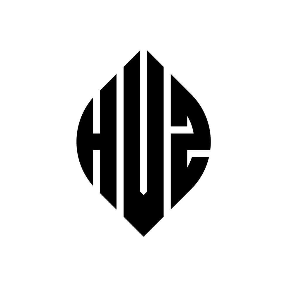 design de logotipo de letra de círculo hvz com forma de círculo e elipse. letras de elipse hvz com estilo tipográfico. as três iniciais formam um logotipo circular. hvz círculo emblema abstrato monograma carta marca vetor. vetor