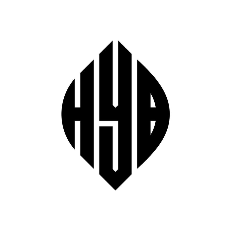 design de logotipo de carta de círculo hyb com forma de círculo e elipse. letras de elipse hyb com estilo tipográfico. as três iniciais formam um logotipo circular. hyb círculo emblema abstrato monograma carta marca vetor. vetor