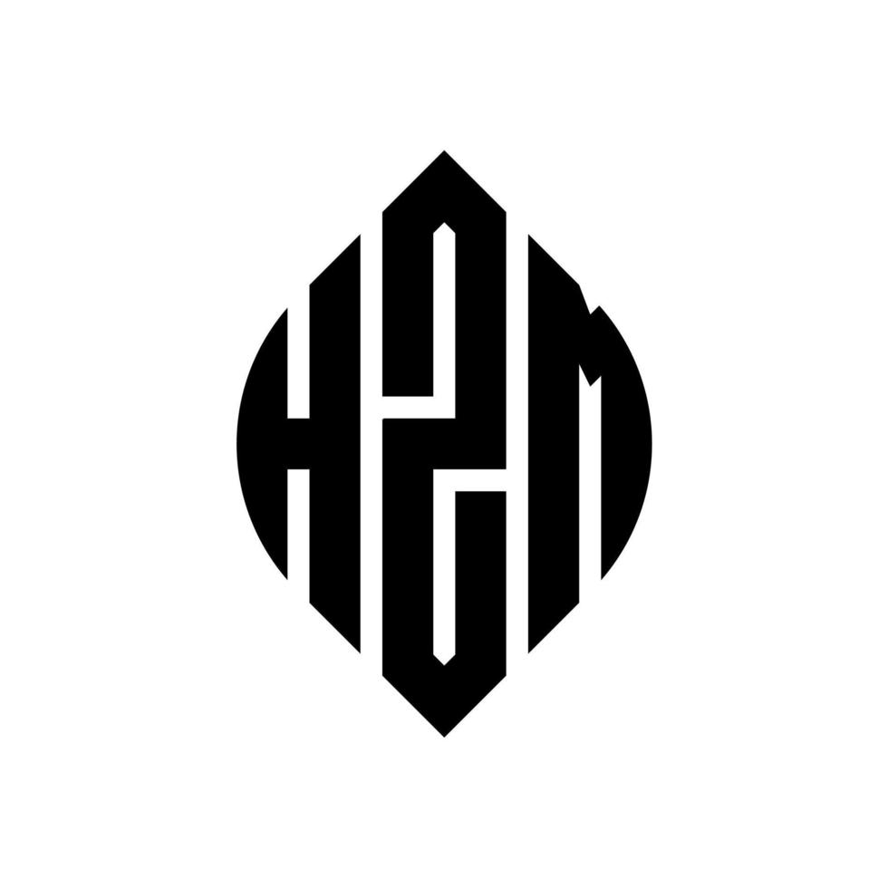 design de logotipo de letra de círculo hzm com forma de círculo e elipse. letras de elipse hzm com estilo tipográfico. as três iniciais formam um logotipo circular. hzm círculo emblema abstrato monograma carta marca vetor. vetor