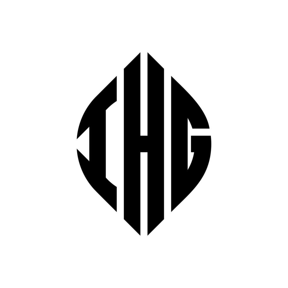 design de logotipo de letra de círculo ihg com forma de círculo e elipse. letras de elipse ihg com estilo tipográfico. as três iniciais formam um logotipo circular. ihg círculo emblema abstrato monograma carta marca vetor. vetor