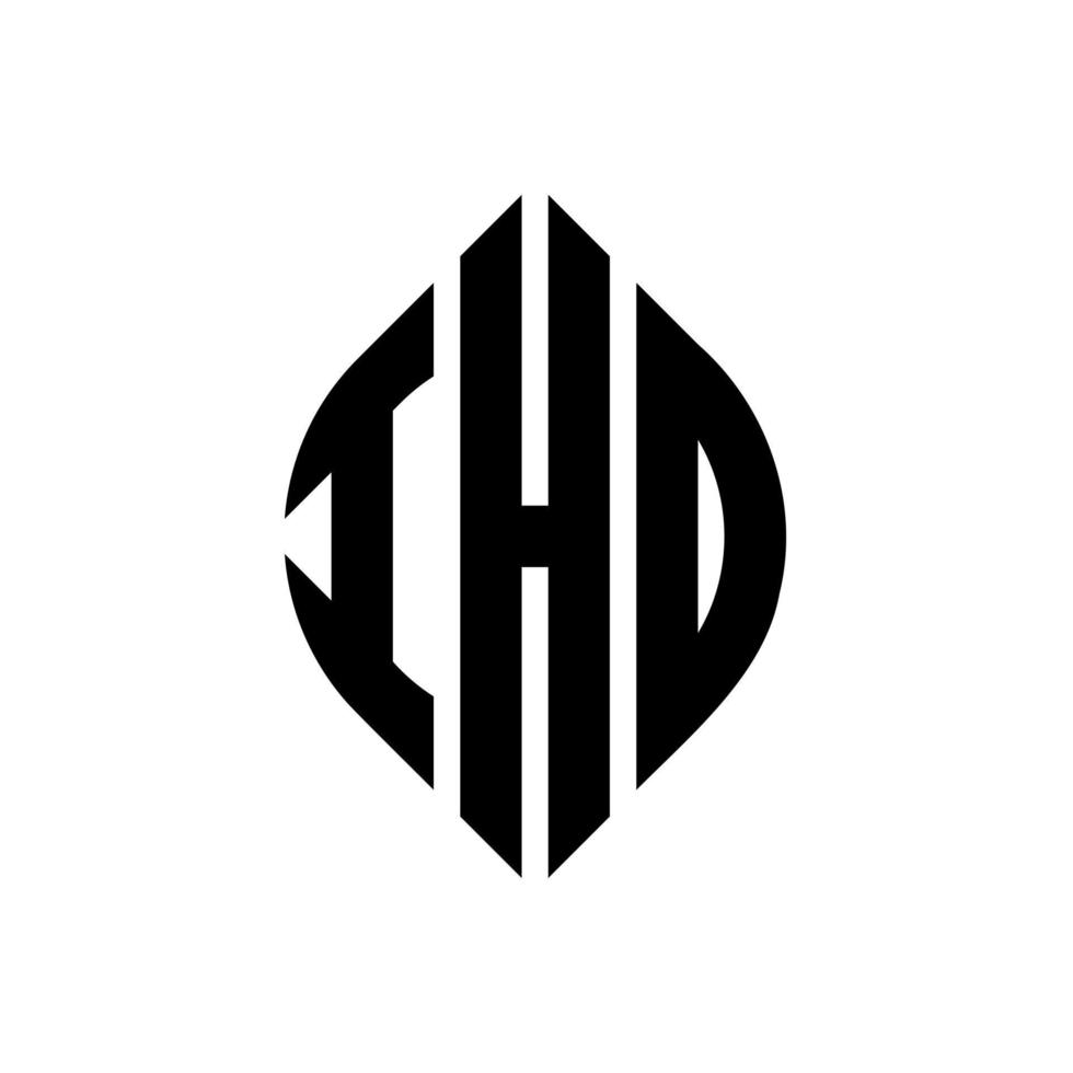 design de logotipo de letra de círculo iho com forma de círculo e elipse. letras de elipse iho com estilo tipográfico. as três iniciais formam um logotipo circular. iho círculo emblema abstrato monograma carta marca vetor. vetor