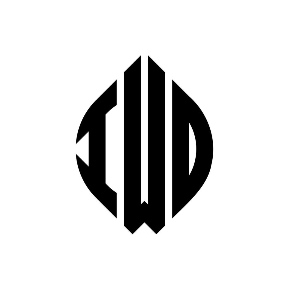 design de logotipo de carta de círculo iwd com forma de círculo e elipse. letras de elipse iwd com estilo tipográfico. as três iniciais formam um logotipo circular. iwd círculo emblema abstrato monograma carta marca vetor. vetor