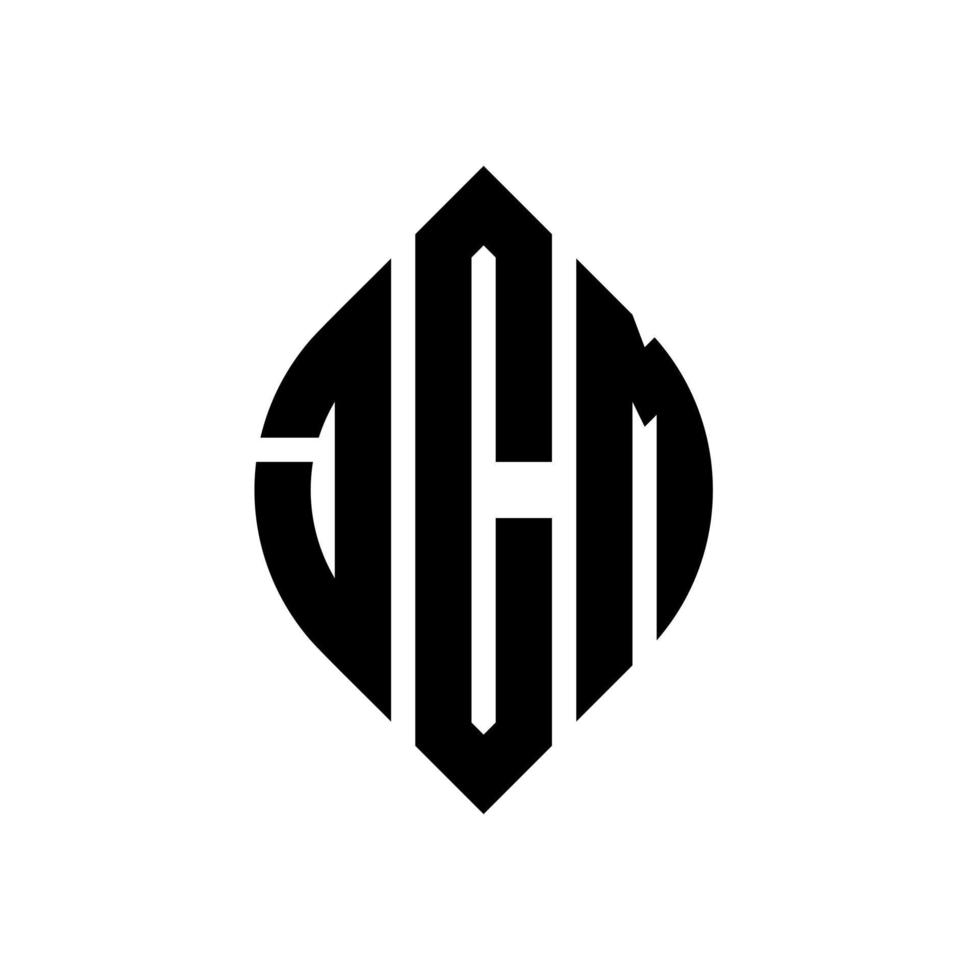 design de logotipo de letra de círculo jcm com forma de círculo e elipse. letras de elipse jcm com estilo tipográfico. as três iniciais formam um logotipo circular. jcm círculo emblema abstrato monograma carta marca vetor. vetor
