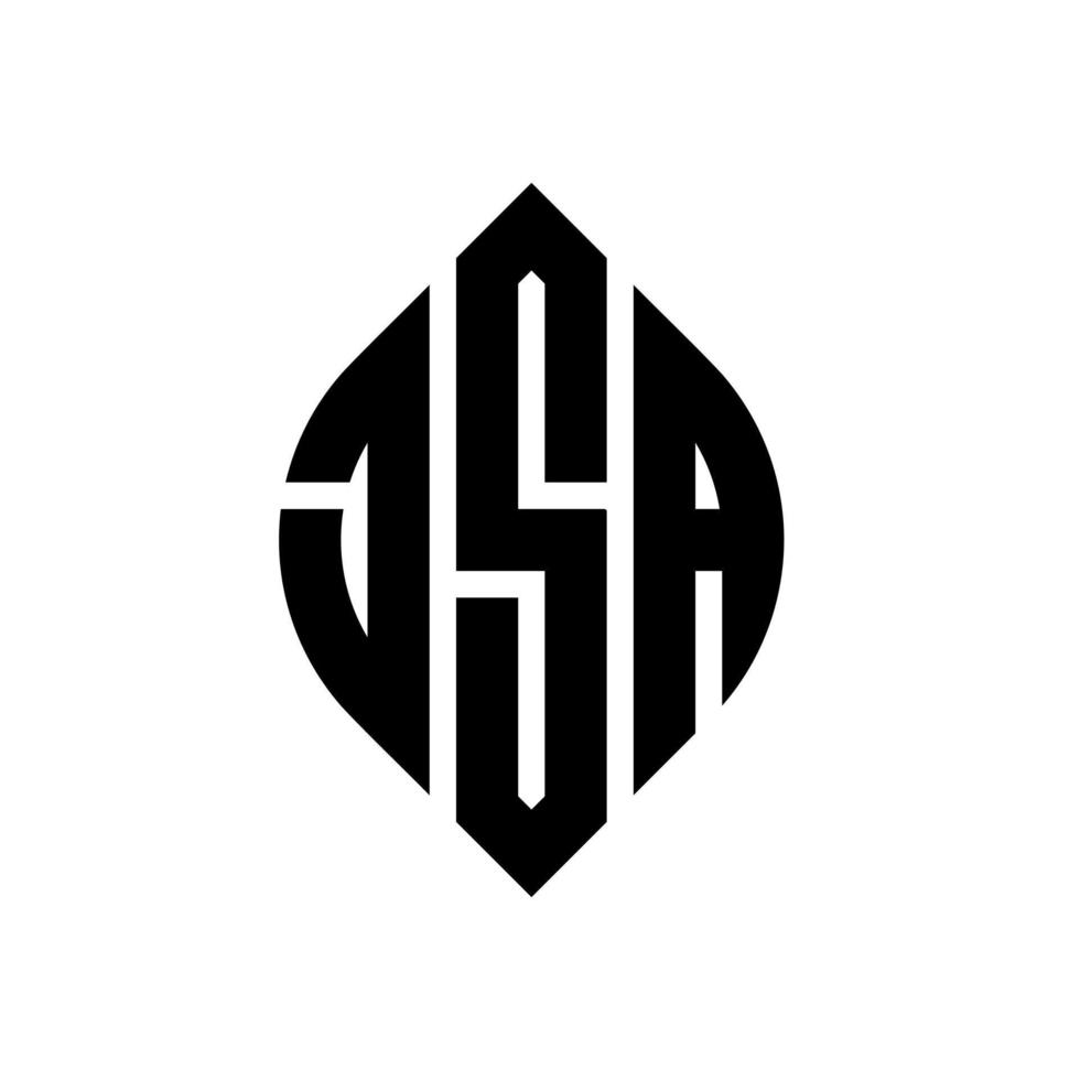 jsa design de logotipo de letra de círculo com forma de círculo e elipse. letras de elipse jsa com estilo tipográfico. as três iniciais formam um logotipo circular. jsa círculo emblema abstrato monograma carta marca vetor. vetor