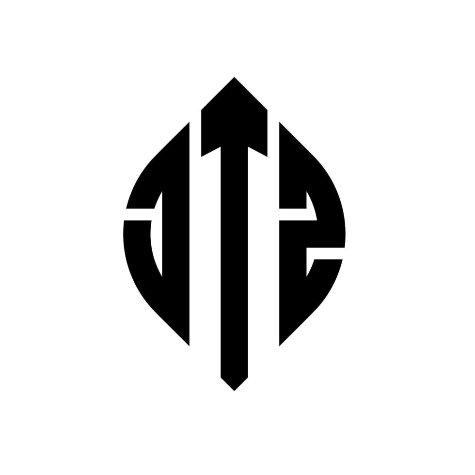design de logotipo de letra de círculo jtz com forma de círculo e elipse. letras de elipse jtz com estilo tipográfico. as três iniciais formam um logotipo circular. jtz círculo emblema abstrato monograma carta marca vetor. vetor