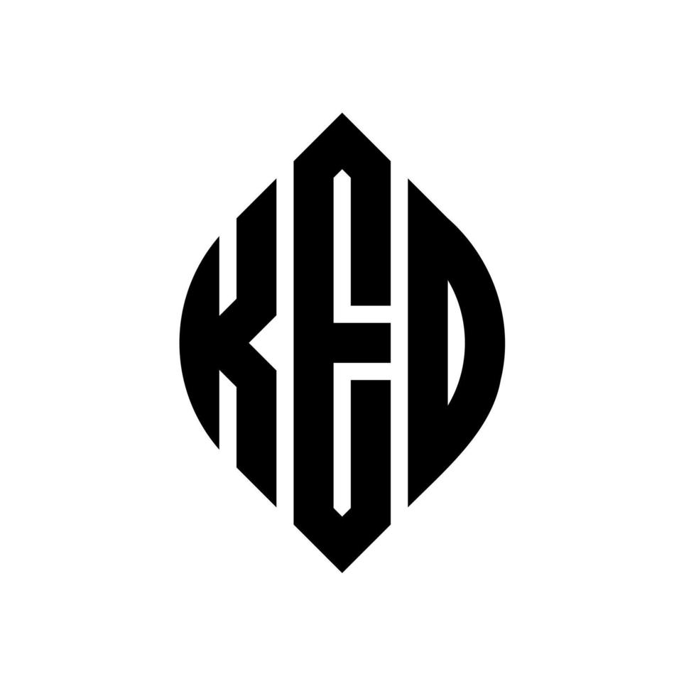 design de logotipo de carta de círculo ked com forma de círculo e elipse. letras de elipse ked com estilo tipográfico. as três iniciais formam um logotipo circular. ked círculo emblema abstrato monograma carta marca vetor. vetor