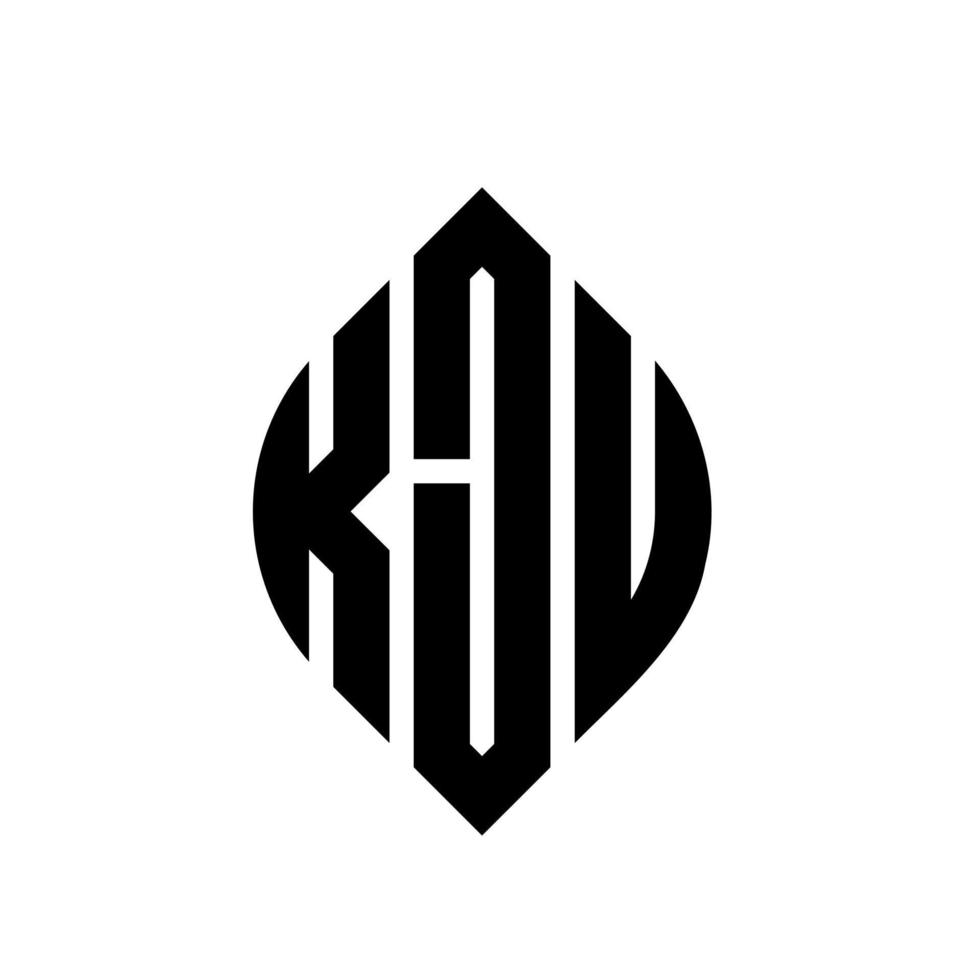 design de logotipo de letra de círculo kju com forma de círculo e elipse. letras de elipse kju com estilo tipográfico. as três iniciais formam um logotipo circular. kju círculo emblema abstrato monograma carta marca vetor. vetor