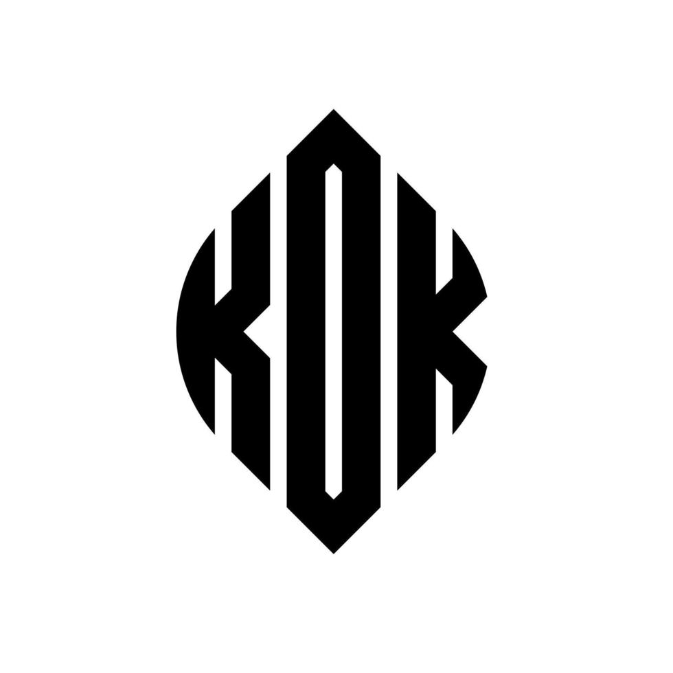 kok design de logotipo de carta círculo com forma de círculo e elipse. letras de elipse kok com estilo tipográfico. as três iniciais formam um logotipo circular. kok círculo emblema abstrato monograma carta marca vetor. vetor