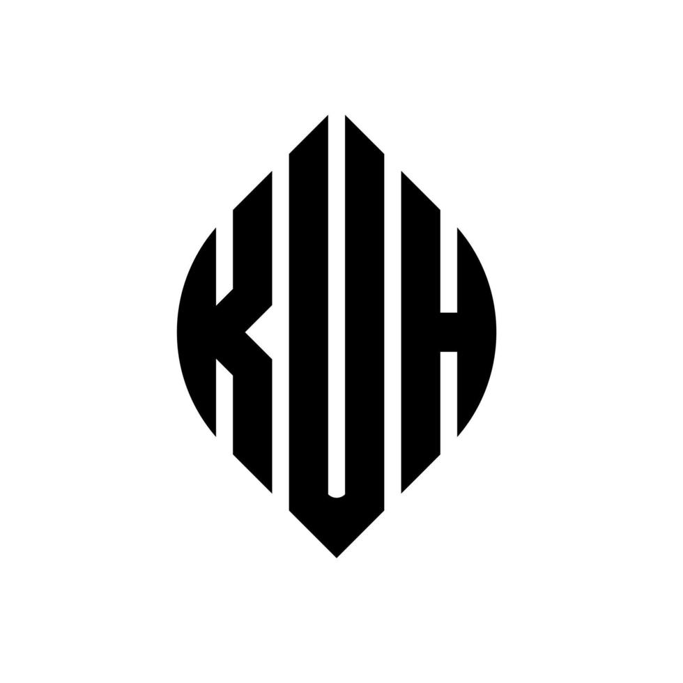 kuh design de logotipo de carta de círculo com forma de círculo e elipse. kuh letras de elipse com estilo tipográfico. as três iniciais formam um logotipo circular. kuh círculo emblema abstrato monograma carta marca vetor. vetor