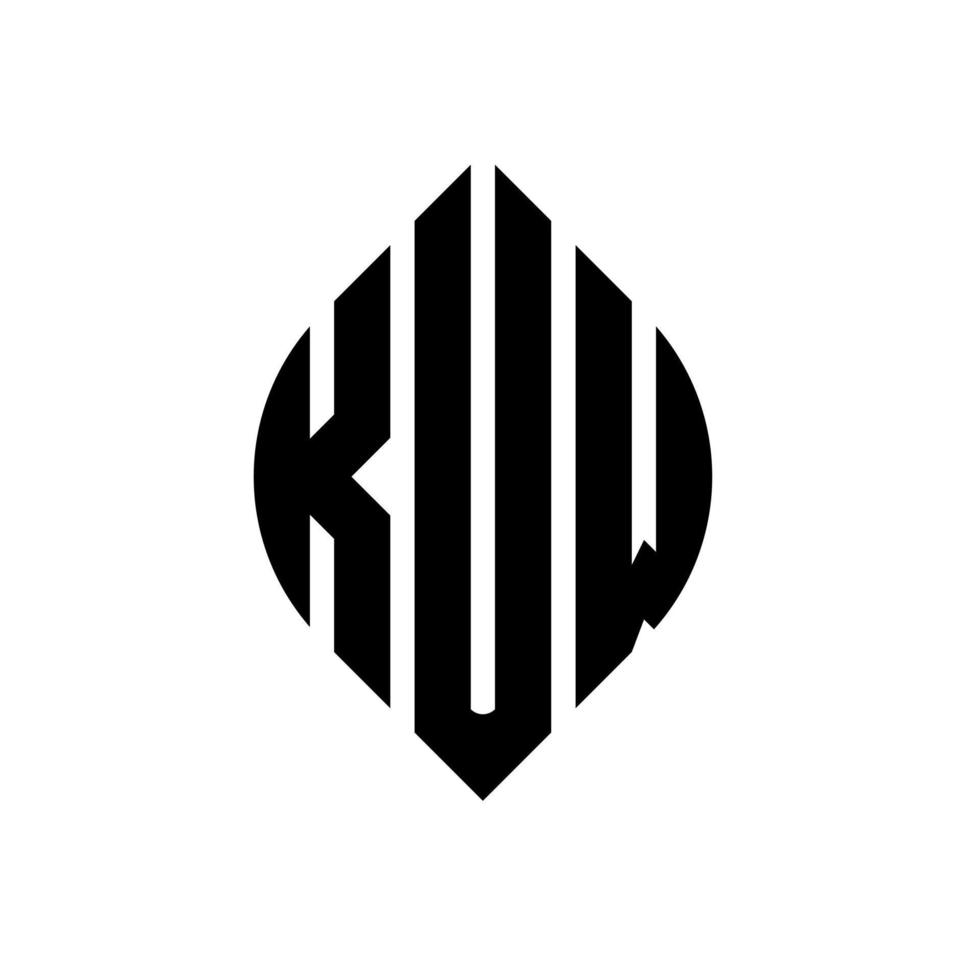 kuw design de logotipo de carta de círculo com forma de círculo e elipse. kuw letras de elipse com estilo tipográfico. as três iniciais formam um logotipo circular. kuw círculo emblema abstrato monograma carta marca vetor. vetor