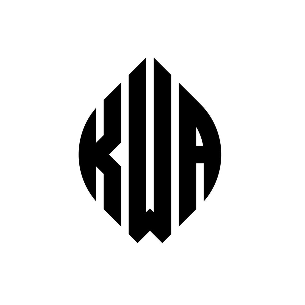 design de logotipo de letra de círculo kwa com forma de círculo e elipse. letras de elipse kwa com estilo tipográfico. as três iniciais formam um logotipo circular. kwa círculo emblema abstrato monograma carta marca vetor. vetor