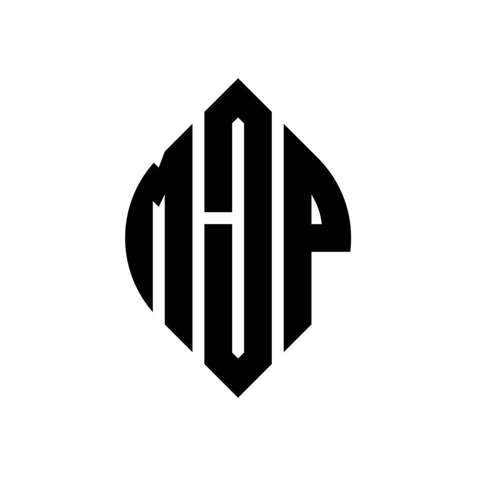 design de logotipo de carta de círculo mjp com forma de círculo e elipse. letras de elipse mjp com estilo tipográfico. as três iniciais formam um logotipo circular. mjp círculo emblema abstrato monograma letra marca vetor. vetor