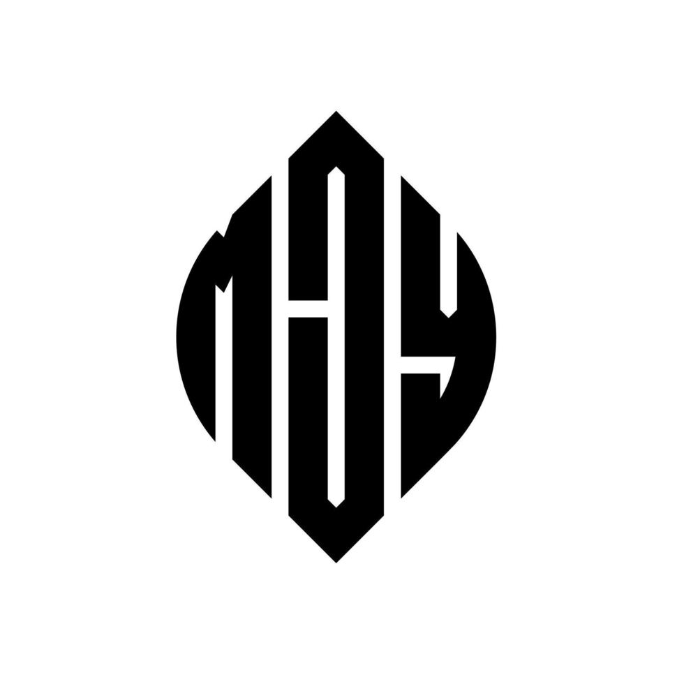 design de logotipo de carta de círculo mjy com forma de círculo e elipse. letras de elipse mjy com estilo tipográfico. as três iniciais formam um logotipo circular. mjy círculo emblema abstrato monograma carta marca vetor. vetor